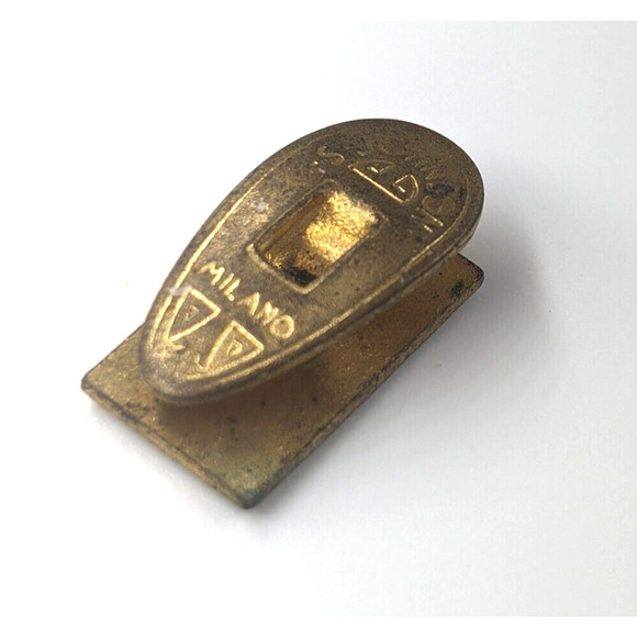 VTG Fiat Italian Automobile Red Gold Tone Enamel Lapel Button Hole Badge Milano - Picture 6 of 8